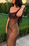 Gorgeous Mermaid One Shoulder Black Sequin Party Prom Dresses Formal Summer Wedding Guest Dresses Wedding Guest Outfits HZ1214