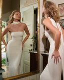 Gorgeous Sheath Strapless White Night Dinner Evening Dresses Formal Summer Wedding Guest Dresses Wedding Guest Outfits HZ1214