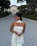 Pretty Sheath Strapless White Night Dinner Evening Dresses Formal Summer Wedding Guest Dresses With Scarf Wedding Guest Outfits HZ1214