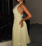 Pretty A line Scoop Neck Yellow Night Dinner Evening Dresses Formal Summer Wedding Guest Dresses Wedding Guest Outfits HZ1214