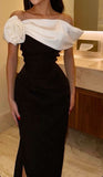 Pretty Sheath Off The Shoulder Black Night Dinner Evening Dresses Formal Summer Wedding Guest Dresses Wedding Guest Outfits HZ1214