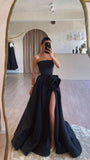 Classy Ball Gown Strapless Black Long Prom Dresses Formal Summer Wedding Guest Dresses Wedding Guest Outfit HZ1214