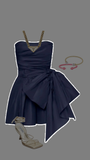Sexy A line Strapless Navy Blue Satin Short Homecoming Dress Summer Hoco Dresses Cocktail Dress Birthday Outfits HZ1214