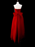 Gorgeous Ball Gown Strapless Red Prom Dresses Formal Summer Wedding Guest Dresses Wedding Guest Outfits With Scarf HZ1214