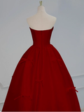 Gorgeous Ball Gown Strapless Red Prom Dresses Formal Summer Wedding Guest Dresses Wedding Guest Outfits HZ1214