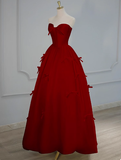 Gorgeous Ball Gown Strapless Red Prom Dresses Formal Summer Wedding Guest Dresses Wedding Guest Outfits HZ1214