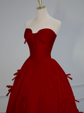 Gorgeous Ball Gown Strapless Red Prom Dresses Formal Summer Wedding Guest Dresses Wedding Guest Outfits HZ1214