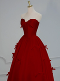 Gorgeous Ball Gown Strapless Red Prom Dresses Formal Summer Wedding Guest Dresses Wedding Guest Outfits HZ1214