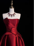 Gorgeous Ball Gown Strapless Burgundy Prom Dresses Formal Summer Wedding Guest Dresses Wedding Guest Outfits HZ1214