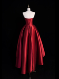 Gorgeous Ball Gown Strapless Burgundy Prom Dresses Formal Summer Wedding Guest Dresses Wedding Guest Outfits HZ1214