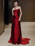 Gorgeous Mermaid Strapless Burgundy Prom Dresses Formal Summer Wedding Guest Dresses Wedding Guest Outfits HZ1214