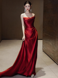 Gorgeous Mermaid Strapless Burgundy Prom Dresses Formal Summer Wedding Guest Dresses Wedding Guest Outfits HZ1214