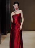 Gorgeous Mermaid Strapless Burgundy Prom Dresses Formal Summer Wedding Guest Dresses Wedding Guest Outfits HZ1214