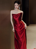 Gorgeous Mermaid Strapless Burgundy Prom Dresses Formal Summer Wedding Guest Dresses Wedding Guest Outfits HZ1214