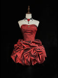 Classy A Line Strapless Taffeta Short Homecoming Dress Cocktail Dress Hoco Dresses HZ1214