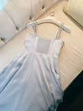 Classy A line Straps Dusty Blue Satin Prom Dresses Formal Summer Wedding Guest Dresses Wedding Guest Outfit HZ1214