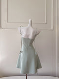 Sexy A line Spaghetti Straps Sage Green Satin Short Homecoming Dress Summer Hoco Dresses Cocktail Dress Birthday Outfits HZ1214