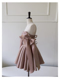 Sexy A line Spaghetti Straps Satin Corset Back Short Homecoming Dress Summer Hoco Dresses Cocktail Dress Birthday Outfits HZ1214