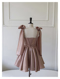 Sexy A line Spaghetti Straps Satin Corset Back Short Homecoming Dress Summer Hoco Dresses Cocktail Dress Birthday Outfits HZ1214
