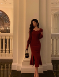 Sexy Sheath Burgundy Long Sleeves 21st Birthday Dress Party Gown Birthday Outfits Birthday Dress Ideas For Women HZ1214
