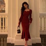 Sexy Sheath Burgundy Long Sleeves 21st Birthday Dress Party Gown Birthday Outfits Birthday Dress Ideas For Women HZ1214