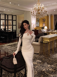 Sexy Mermaid White Long Sleeves 21st Birthday Dress Party Gown Birthday Outfits Birthday Dress Ideas For Women HZ1214