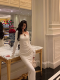 Sexy Mermaid White Long Sleeves 21st Birthday Dress Party Gown Birthday Outfits Birthday Dress Ideas For Women HZ1214