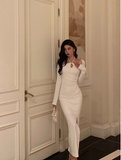 Sexy Mermaid White Long Sleeves 21st Birthday Dress Party Gown Birthday Outfits Birthday Dress Ideas For Women HZ1214