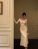 Sexy Mermaid Square Neck Long Sleeves 21st Birthday Dress Party Gown Birthday Outfits Birthday Dress Ideas For Women HZ1214