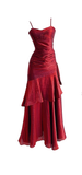 Modest Mermaid Spaghetti Straps Sleeveless Maroon Red Long Prom Gown Prom Dresses HZ1214