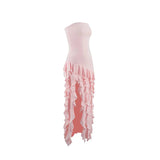 Elegant A-Line Ruffles Fringe Midi Dress-Outfit Layers Chiffon Prom Dresses HZ1214