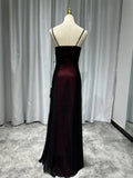 Sexy Sheath Spaghetti Straps Burgundy Floor-length Long Prom Dress with Silt Birthday Outfits Party Dress Formal Dress HZ1214