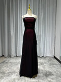 Sexy Sheath Spaghetti Straps Burgundy Floor-length Long Prom Dress with Silt Birthday Outfits Party Dress Formal Dress HZ1214