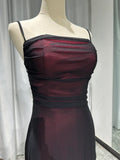 Sexy Sheath Spaghetti Straps Burgundy Floor-length Long Prom Dress with Silt Birthday Outfits Party Dress Formal Dress HZ1214