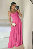 Elegant A Line Sweetheart Pink Long Prom Dress with Ruffles Evening Dresses HZ1214