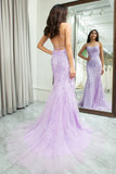Elegant Mermaid Spaghetti Straps Long Prom Dress With Appliques Lace Evening Dresses HZ1214