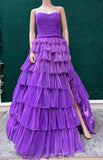 Modest Ball Gown Strapless Long Prom Dress With Ruffle Skirt Birthday Outfits Party Dress Formal Dress HZ1214