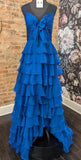 Elegant A-Line Chiffon Long Prom Dress With Bow Ruffle Skirt Prom Dresses HZ1214