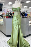 Elegant Hot Mermaid Spaghetti Straps Green Long Prom Dress with Cross Back Prom Dresses HZ1214