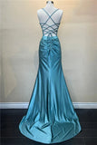 Elegant Hot Mermaid Spaghetti Straps Green Long Prom Dress with Cross Back Prom Dresses HZ1214