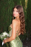Elegant Hot Mermaid Spaghetti Straps Green Long Prom Dress with Cross Back Prom Dresses HZ1214