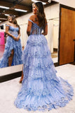 Elegant Prom Dresses Formal Court Train Sleeveless Off Shoulder Tulle with Sequin Slit Evening Dresses HZ1214