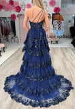 Elegant Glitter Ball Gown Tulle Layered Princess Graduation Dress Sweet Wedding Party Dress Evening Dresses HZ1214