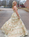Elegant Glitter Ball Gown Tulle Layered Princess Graduation Dress Sweet Wedding Party Dress Evening Dresses HZ1214