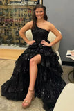 Elegant Glitter Ball Gown Tulle Layered Princess Graduation Dress Sweet Wedding Party Dress Evening Dresses HZ1214