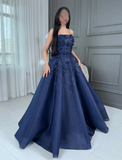 Sexy Prom Gown Formal Saudi Arabia Strapless A-line Floor Length Long Prom Dress HZ1214