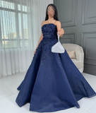 Sexy Prom Gown Formal Saudi Arabia Strapless A-line Floor Length Long Prom Dress HZ1214