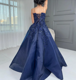 Sexy Prom Gown Formal Saudi Arabia Strapless A-line Floor Length Long Prom Dress HZ1214