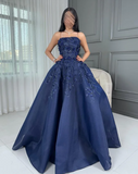 Sexy Prom Gown Formal Saudi Arabia Strapless A-line Floor Length Long Prom Dress HZ1214