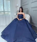 Sexy Prom Gown Formal Saudi Arabia Strapless A-line Floor Length Long Prom Dress HZ1214